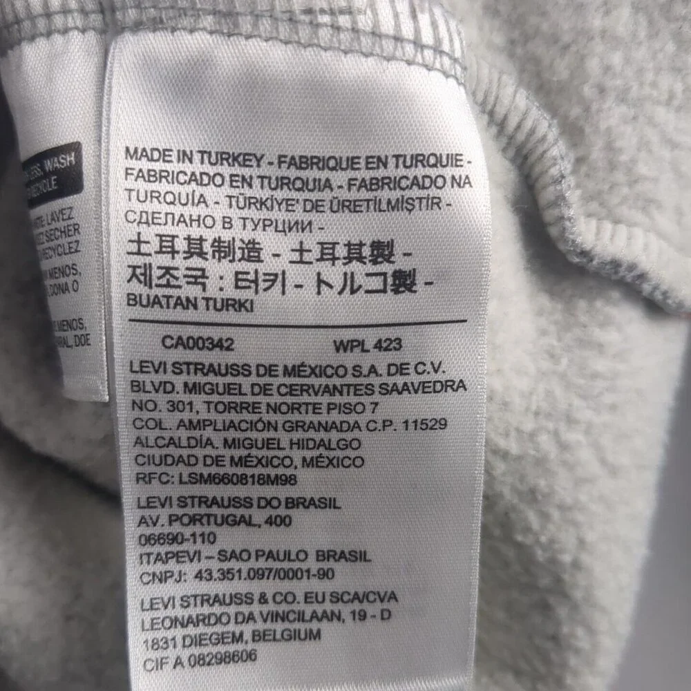 Levis Logo Spell Out Gray‎ Hoodie Mens XL Pullover Hooded Sweatshirt Standard